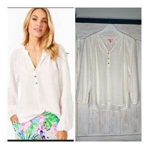 Lilly Pulitzer Off White Elsa Silk Top - Small